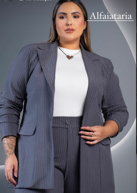 Blazer Diva's Risca de Giz Chumbo (COLEÇÃO ELEGANCE)