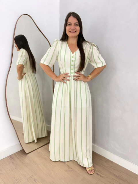 VESTIDO PATRICIA LISTRADO VERDE - comprar online
