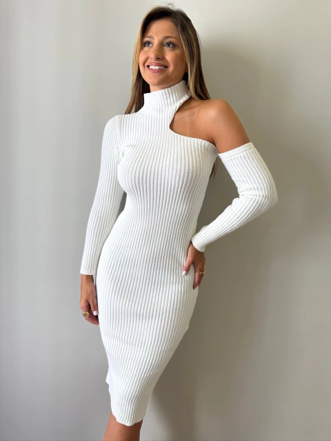 Vestido Trico Gola Branco REF: 5171