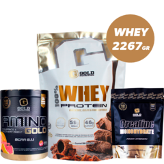 Combo Crecimiento Muscular #1 Whey Protein 5lb + Creatina 300gr + Amino Gold Bcaa 8:1:1