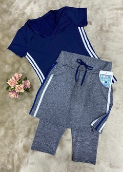 Saia Reta Calça Corsario cor Cinza Danny Plus Size Fitness - loja online