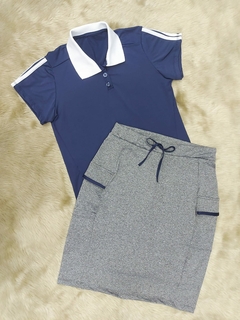 Short Saia Reta Cinza Agnes Plus Size Fitness Evangélica