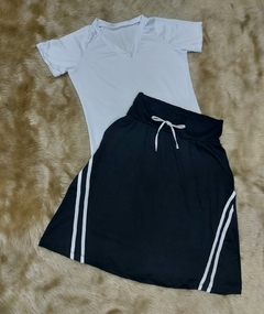 Short Saia Trapezio Midi cor Preta Marilia na internet