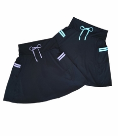 Short Saia Evasê tecido Preto Gleice Plus Size Fitness Evangélica