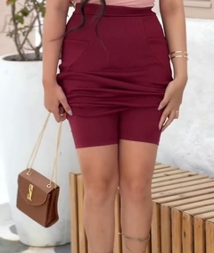 Short Saia Reta Canelada Flaviane Fitness Evangélica