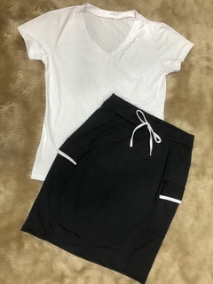 Short Saia Reta tecido Preto Agnes Fitness Evangelica - Leidi LookFit