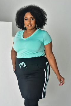 Blusa manga Curta gola V Bibi Plus Size