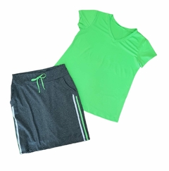 Short Saia Reta cor Cinza Daniela Plus Size Fitness Evangélica