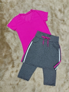 Saia Reta Calça Corsario cor Cinza Danny Plus Size Fitness - comprar online