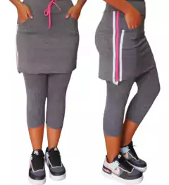 Saia Reta Calça Corsário Cinza Danny Fitness Evangélica - loja online