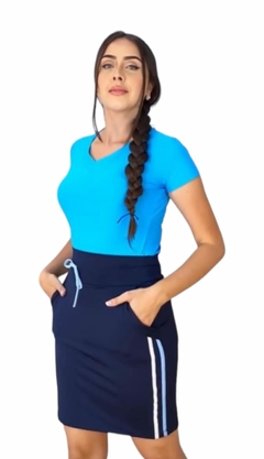 Short Saia Reta cor Marinho Daniela Fitness Evangelica