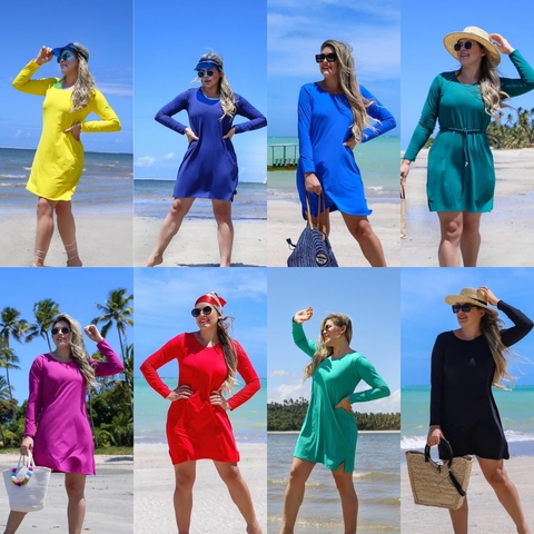 Vestido manga Longa com Proteção Solar UV Bianca