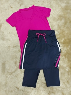 Saia Reta Calça Corsario cor Marinho Danny Plus Size Fitness - Leidi LookFit