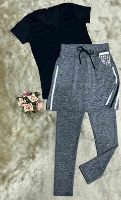 Saia Reta Calça Comprida Cinza Beatriz Plus Fitness Evangélica - comprar online