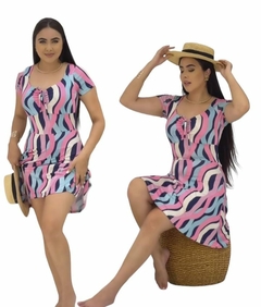 Vestido Short Praiano estampado Dilma Praia Fitness