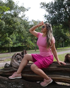 Short Saia Evasê cor Rosa Edna