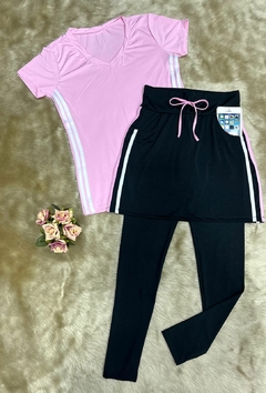 Saia Reta Calça Comprida cor Preta Beatriz Fitness Evangélica - Leidi LookFit