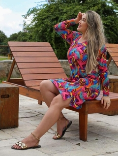 Vestido manga Longa Railma com Proteção Solar UV Estampado