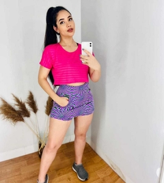 Blusa dryfit Cropped manga curta gola Redonda Carlota