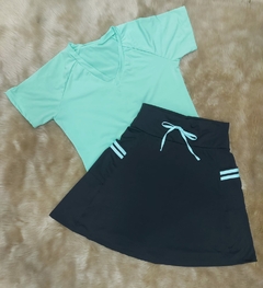 Short Saia Evasê tecido Preto Gleice Fitness Evangélica - loja online