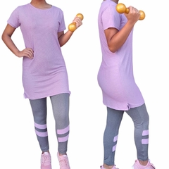 Conjunto Fitness Mini Vest e Calça Legging cor Cinza Bonie
