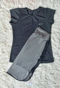Short Saia Reta com Dryfit e Viés cor Cinza Deise
