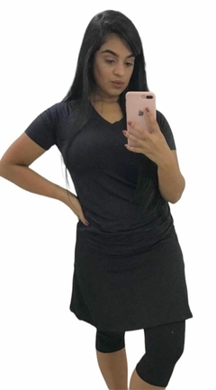 Saia Evasê Calça Corsario Preta Barbara Fitness Evangélica