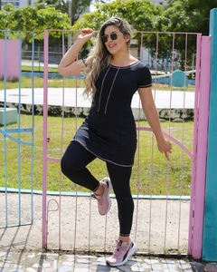 Macacão Fitness Preto com Bolsos Edileusa Fitness Evangelica - Leidi LookFit