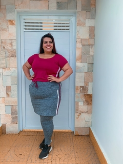 Saia Reta Calça Comprida Cinza Beatriz Plus Fitness Evangélica