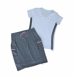 Short Saia Reta tecido Cinza Agnes Fitness Evangélica - comprar online