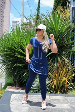 Macacão Fitness Calça Comprida com bolso interno Cor Marinho Edileusa