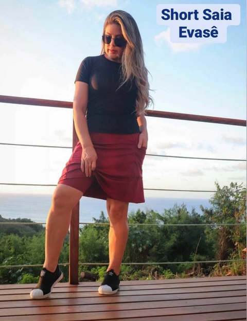 Short Saia Evasê cor Bordo Edna