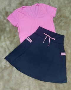 Short Saia Evasê tecido Marinho Gleice Fitness Evangélica - comprar online