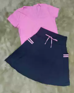 Short Saia Evasê tecido Marinho Gleice Plus Size Evangélica na internet