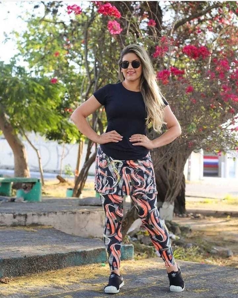Saia Reta Calça Comprida Estampada Gabriela