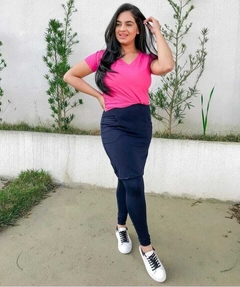 Saia Reta Calça Comprida cor Marinho Juliana Plus Size - comprar online
