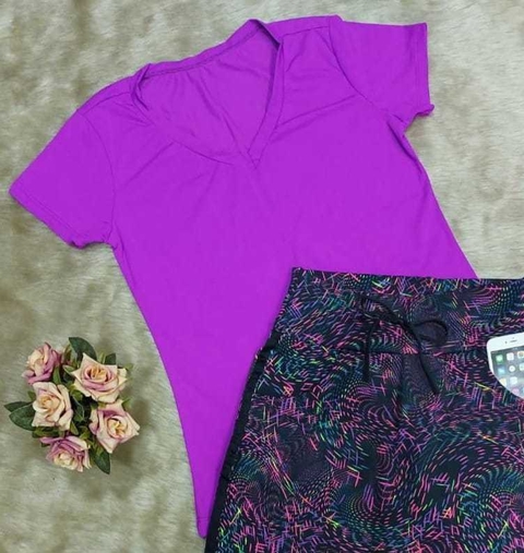 Baby Look manga Curta Poliamida cor Fucsia Laura