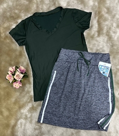 Baby Look manga Curta Poliamida cor Verde Militar Laura