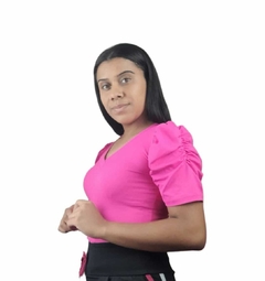 Blusa casual Gola V manga curta Princesa Malu