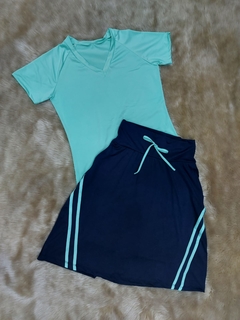 Short Saia Trapezio Midi cor Marinho Marilia