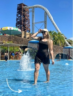 Saia envelope Saída de Praia de Poliamida cor Preta Crislaine