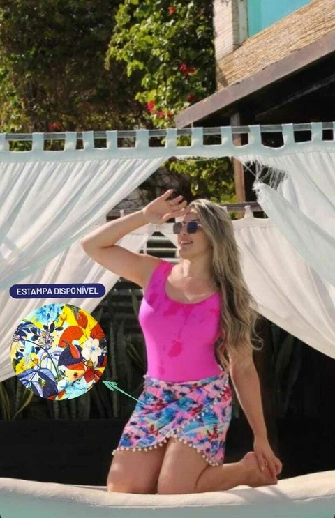 Saída de Praia Pareô de Poliamida estampa Vilma