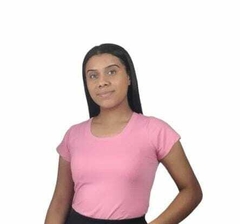 Baby Look Casual gola Arredondada manga curta Poliamida Valentina - comprar online