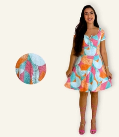Vestido Short Praiano estampado Eva Plus Size