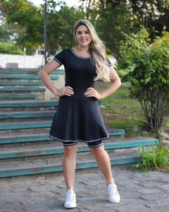 Vestido Short cor Preta com detalhe de Linha Paola - Leidi LookFit
