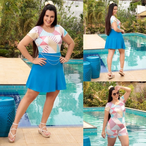 Conjunto Piscina Zoe Maiô Short Moda Praia