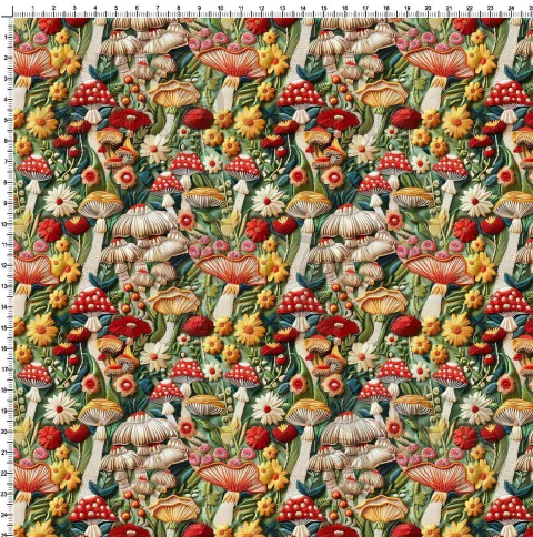 Cogumelos e flores - Efeito 3D