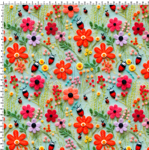 Joaninha e flores Efeito 3D