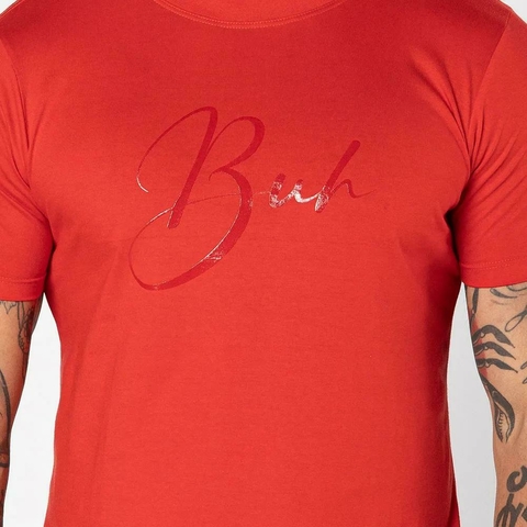 Camiseta Buh Slim Cursivo Vermelho