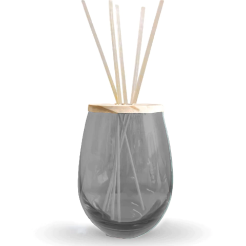 Difusor de Vidrio Bombé Fumé Traslúcido + Varillas de Bamboo (460 Ml.)